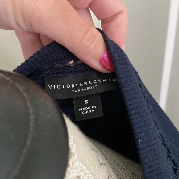 Victoria Beckham for Target Navy Floral Long Sleeve size small - Picture 4 of 5